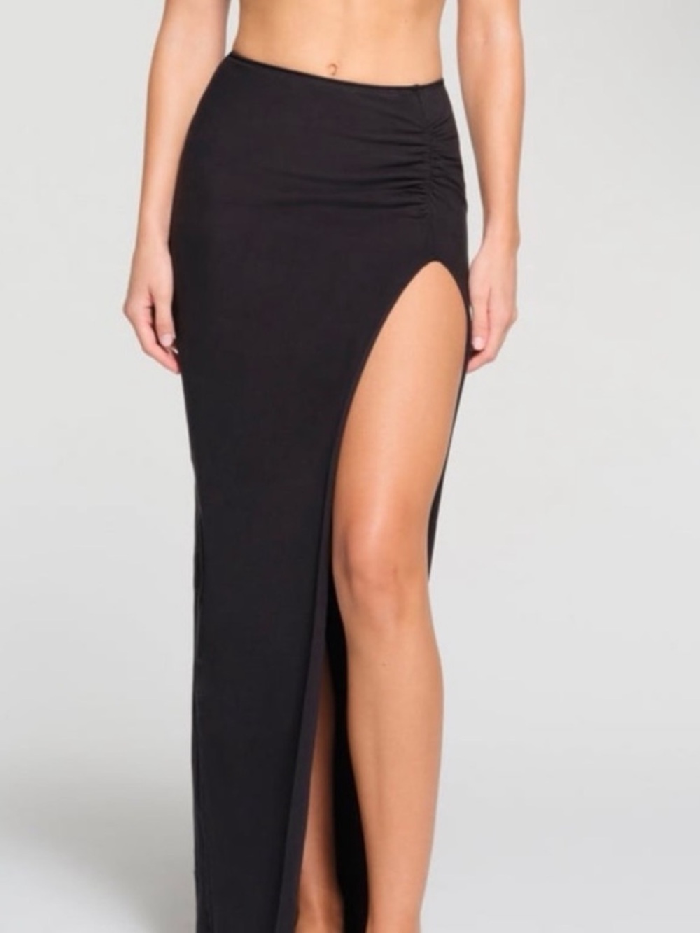 Skims raw edge slit long skirt